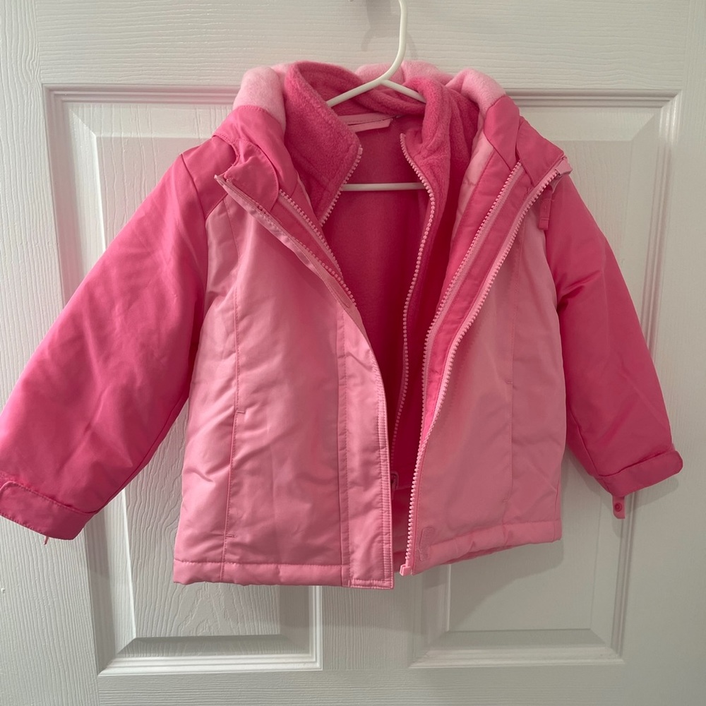 Pink puffer jacket
